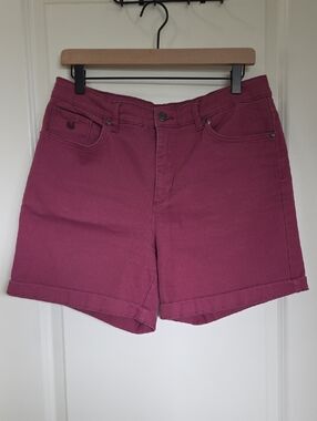 Gloria Vanderbilt Raspberry-Pink High-Rise Jean Shorts